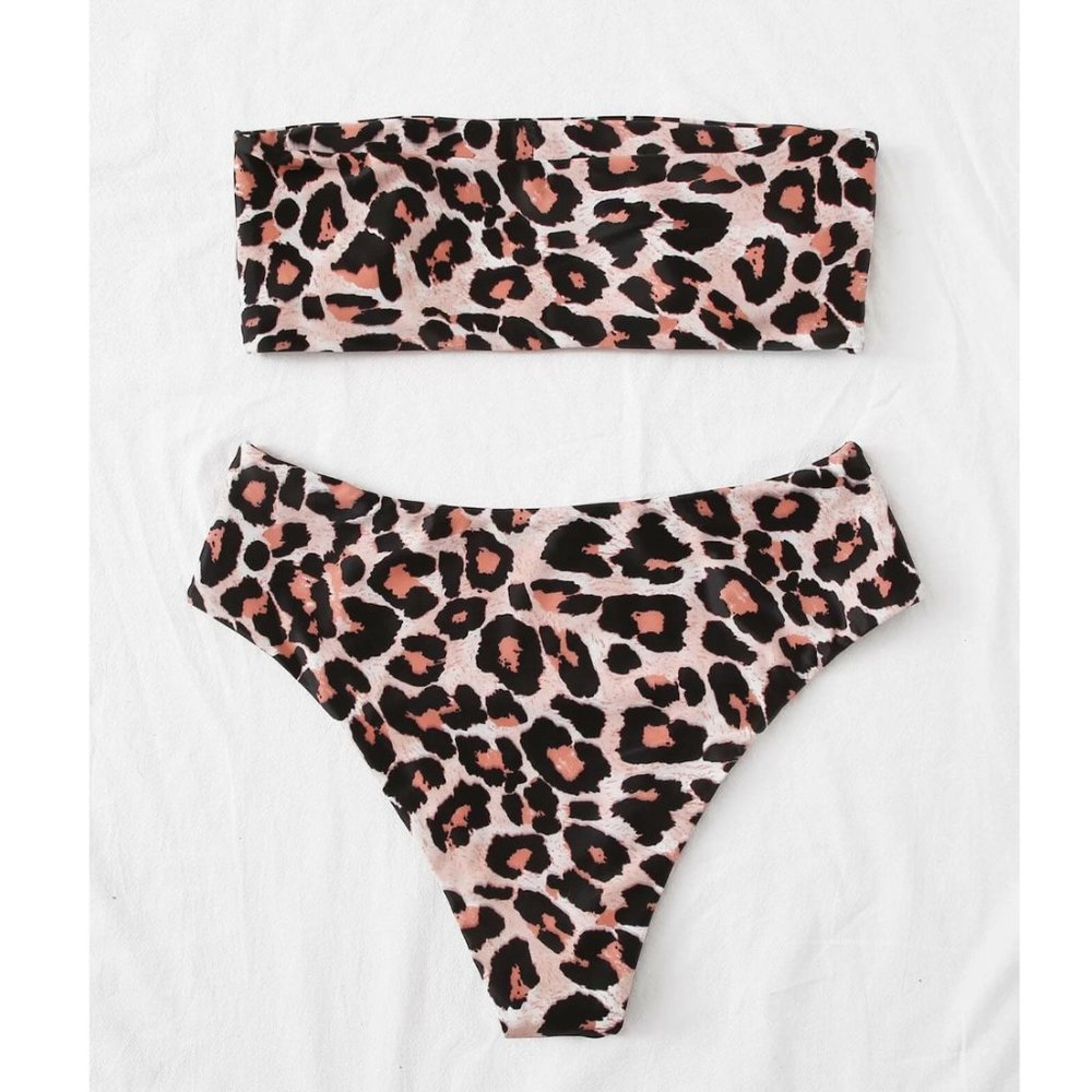 🏝 🐆 Leopard Bandeau Bikini - Picture 2 of 5